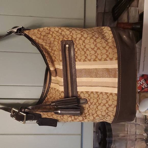 Coach Handbags - Coach Duffle Legacy Stripe Handbag with wallet.